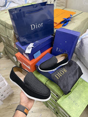 Dior Mens Suede Loafers Black