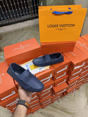 Lv Louis Vuitton Moccasin Driver Loafer Navy 251125