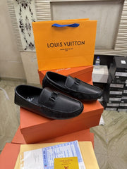 Lv Louis Vuitton Moccasin Driver Loafer Black 251125