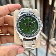 Versace Greca Action Chronograph silver green