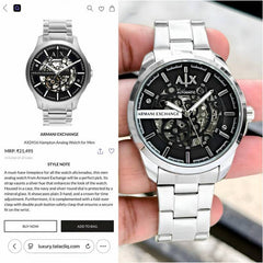 Armani Exchange Ax2418 Hampton Automatic silver Sky Blue
