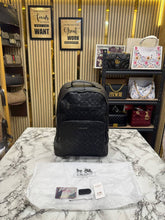 Coach Ethan Black Signature Embossed Leather Backpack with Front Zip Pockets & Dust Bag (888)