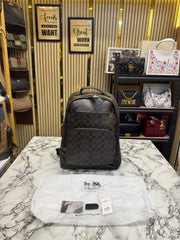 Coach Ethan Black Leather Backpack with Front Zip Pockets & Dust Bag (888)