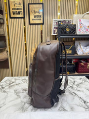 Coach Ethan Coffee Leather Backpack with Front Zip Pockets & Dust Bag (888)