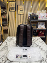 Coach Ethan Coffee Leather Backpack with Front Zip Pockets & Dust Bag (888)