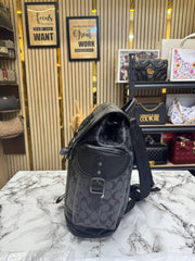 COACH HITCH BACKPACK IN SIGNATURE CANVAS WITH TAG AND DUST BAG BLACK (2722)