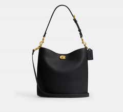 coach Willow Bucket Bag Polished Pebble Leather With OG Box & Dust Cover Carry Bag 633377 Black