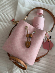 Coach Rowan Bucket Bag Signature Canvas with Charms in Powder Pink With OG Box Dust Cover Pink