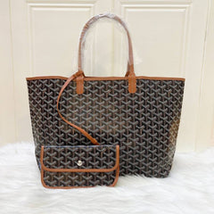 Goyard Saint Loius PM Tote Bag Black Brown With A Detachable Pouch With Dust Cover