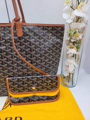 Goyard Saint Loius PM Tote Bag Black Brown With A Detachable Pouch With Dust Cover