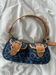 Coach Ashton Signature Denim Bag With OG Box Dust Cover & Carry Bag CY700 Blue Denim