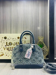 Louis Vuitton Alma Bb Monogram Denim With OG Double Box Dust Cover Carry Bag M46990