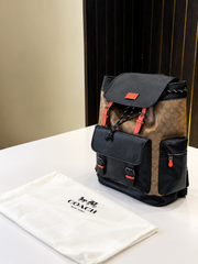 COACH SPRINT LARGE BACKPACK WITH DUSTCOVER PACKING 059 APRICOT BLACK ORANGE