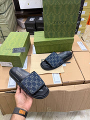 Gucci Mens Designer premium sandal Blue GG denim