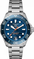 Tag Heuer Aquaracer Professional 300m date automatic japan zik zake line silver blue