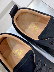 Christian Loubotin Loius Junior Spikes Veau Velours Sneaker Black