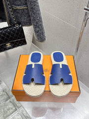 Hermes Antigua Espadrille in slate blue
