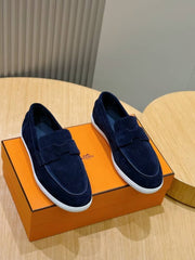 Hermes Job Loafers Noir Navy Fixed