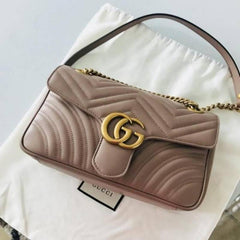 Gucci Marmont Sling Bag White With Dust Cover & Carry Bag 1732 Pink
