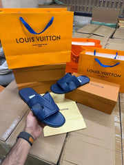 Lv Louis Vuittion Oasis Mule Mens Premium Sandal marine blue
