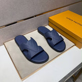 Lv Louis Vuittion Oasis Mule Mens Premium Sandal marine blue