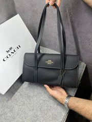 Coach Bridget Flap Shoulder Bag Leather Gold Black With OG Box & Dust Cover