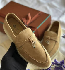 Loro Piano Summer Charms Walk Mules Brown Suede Mens