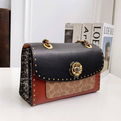 Coach CC Signature Rivet Parker 18 Shoulder Bag Black With OG Box