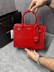 Ysl Red Saint Laurent Nano Sac de Jour Croc Embossed Bag Jester Red 8882
