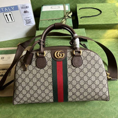 Gucci Ophidia GG Supreme Canvas Boston Top Handle Bag With Dust Cover & Carry Bag 724575