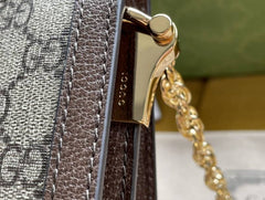 Gucci Medium Ophidia Monogram Stripe Shoulder Bag With OG Box Dust Bag 503877 Coffee