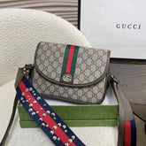 Gucci Ophidia GG Supreme Monogram Web Studded Flap Shoulder Bag With OG Box Dust Cover & Carry Bag 722117