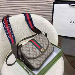 Gucci Ophidia GG Supreme Monogram Web Studded Flap Shoulder Bag With OG Box Dust Cover & Carry Bag 722117