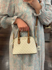 Michael Kors MK M05 Beige Veronica Extra Small Logo Crossbody Bag With OG Box Dust Cover M05 Beige