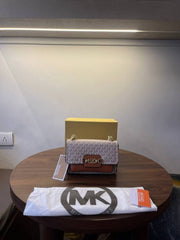 Michael Kors MK Heather Shoulder Bag With OG Box & Dust Bag (100836 Beige Brown)