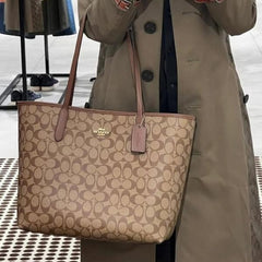 Coach Signature City Tote Bag With OG Box & Dust Bag (Brown - 1064)