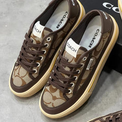 Coach CitySole Sneaker Brown Canvas For Women With OriginalBox