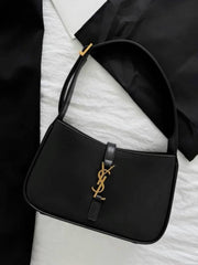 Ysl Saint Laurent Hobo Black Gold Leather Shoulder Bag With OG Box & Dust Bag 6030 Black Gold
