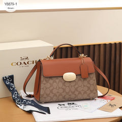 Coach Eliza Top Handle Premium Crossbody Bag With OG Magnetic Gift Box & Dust Bag (Tan Brown - 912)