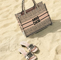 Miss Dior Graffiti Book Large Tote With OG Box & Dust Bag & Scarf (L Pink - 1033)