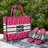 Miss Dior Graffiti Book Large Tote With OG Box & Dust Bag & Scarf (Pink - 1029)