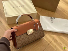 Coach Eliza Top Handle Premium Crossbody Bag With OG Magnetic Gift Box & Dust Bag (Tan Brown - 912)