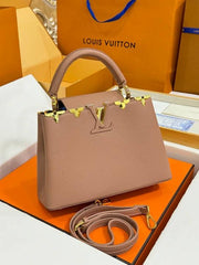 Louis Vuitton LV Capucines BB M25404 Premium Quality Leather Bag With OG Box & Dust Bag & Extra Shoulder Strap (Khaki - 995)