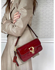 Coach Studio Baguette Red Patent Leather Shoulder Bag