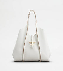 Tods T Timeless Premium Quality Leather Bag With Extra Pouch & OG Box With Dust Bag (White - 445)