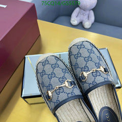 Gucci GG Monogram Canvas Leather Espadrilles Blue With OG Box & Carry Bag 888-100 Blue
