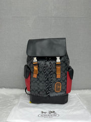 Coach Black-Red Rivington ColorBlock Unisex Backpack With DustCover