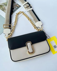 Marc Jacobs The J Marc Shoulder Bag With OG Box & Dust Bag (Black - White - 552)