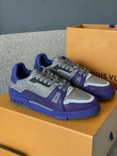 Louis Vuitton Men's Crystal Covered Trainer Sneakers Blue Grey