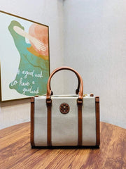 Tory Burch Blake Canvas Tote With Dust Bag TB608 Apricot Brown